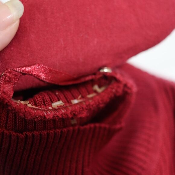 Preview Red & Black Stripe Knit Vintage Top w Shoulder Pads Wool Silk Medium - Picture 12 of 16